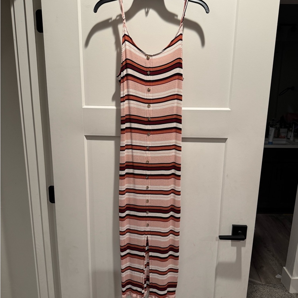 EUC Mudd Striped Button Front Ribbed Tank Sweater Dress
